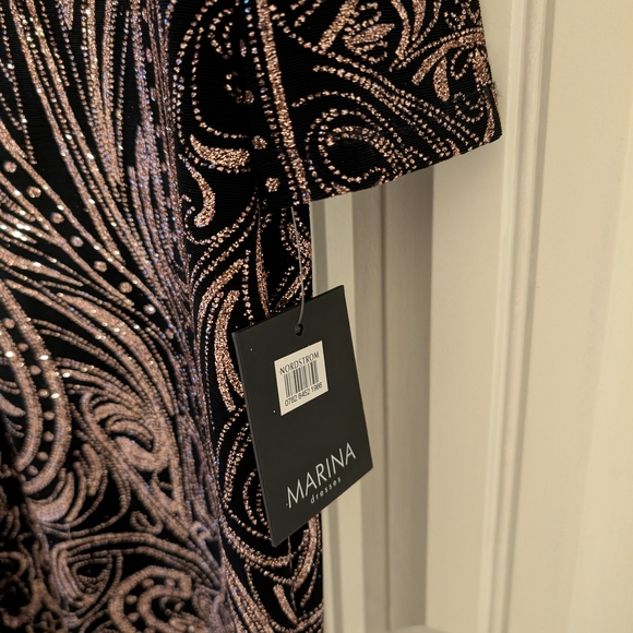 MARINA Black and Pink Long Sleeve Paisley Dress - Picture 5 of 6